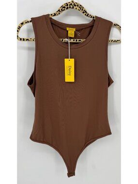Daisy Womens Brown Sleeveless Snap Closure Bodysuit Size 2X